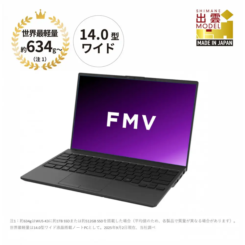 【2025年モデル】ノートパソコン FMV WU5-K3 Windows11 IntelCoreUltra5 225U メモリ8GB 約256GB SSD Office有り