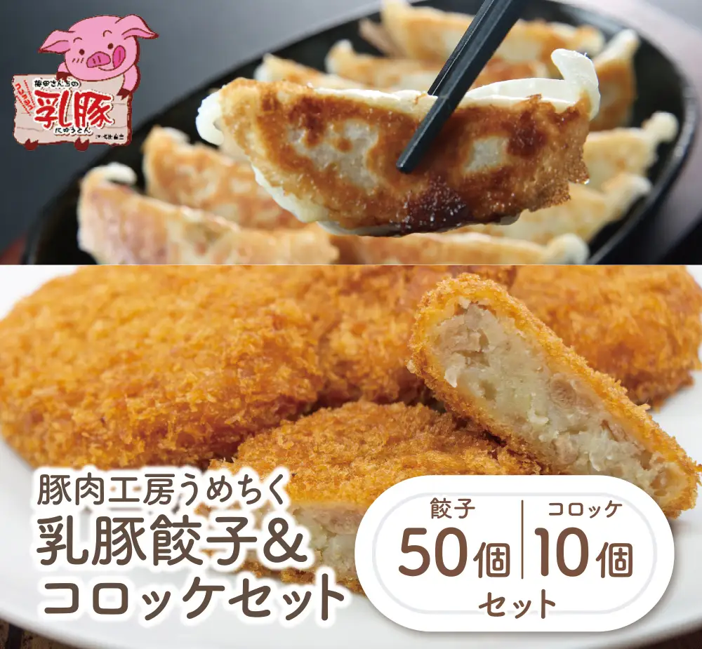 Z04-11 寄附額改定↓↓ 乳豚 餃子50個＆コロッケ10個セット コロッケ