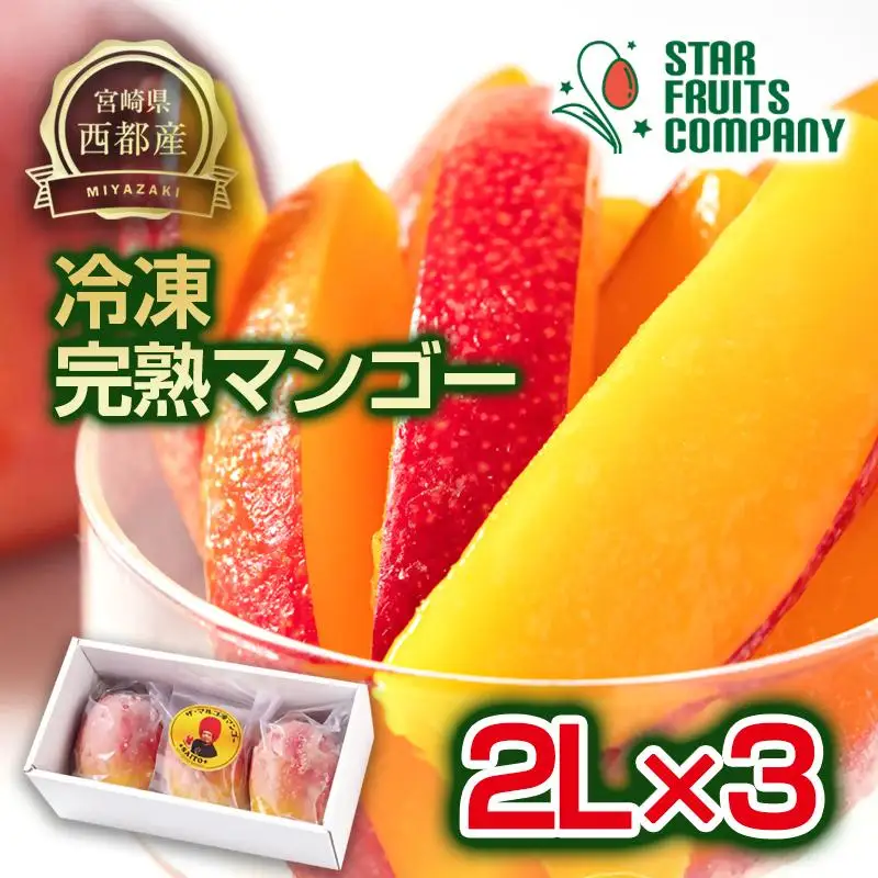 まるごと冷凍マンゴー2Lサイズ×3玉 【マンゴー専門 スターフルーツカンパニ】生産者直送＜33-3a＞