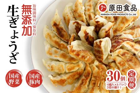 [定期便／年3回 偶数月] ハナちゃん生ぎょうざ 冷凍餃子 計90個 (30個セット×3回) [0268]