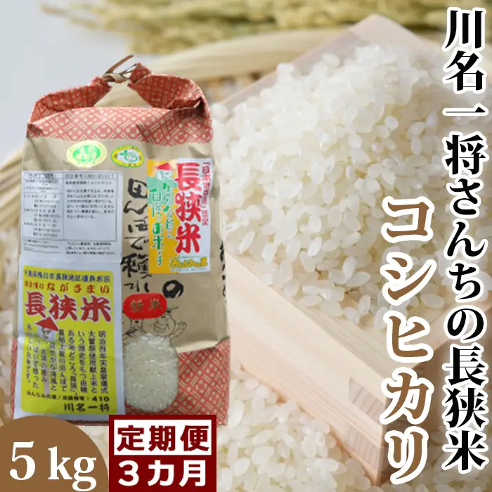 【定期便】川名一将さんちの長狭米 コシヒカリ5kg×3回 [0045-0006]