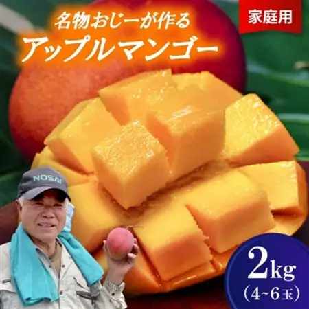 【2026年7月から順次発送・家庭用】名物おじーが作るアップルマンゴー2kg(4～6玉)【配送不可地域：離島】【1694654】