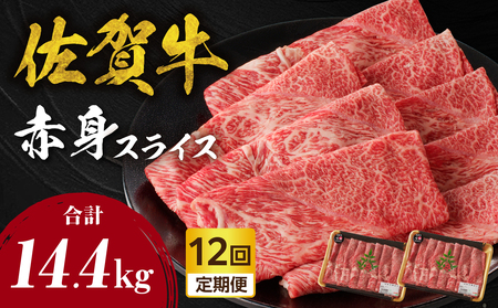 【12回定期便】佐賀牛赤身スライス 1.2kg ／ 牛肉 定期便【Z122_12】