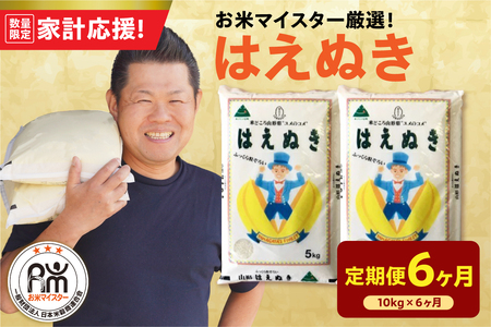 6ヶ月 定期便 令和7年産 はえぬき 10kg×6回 計60kg