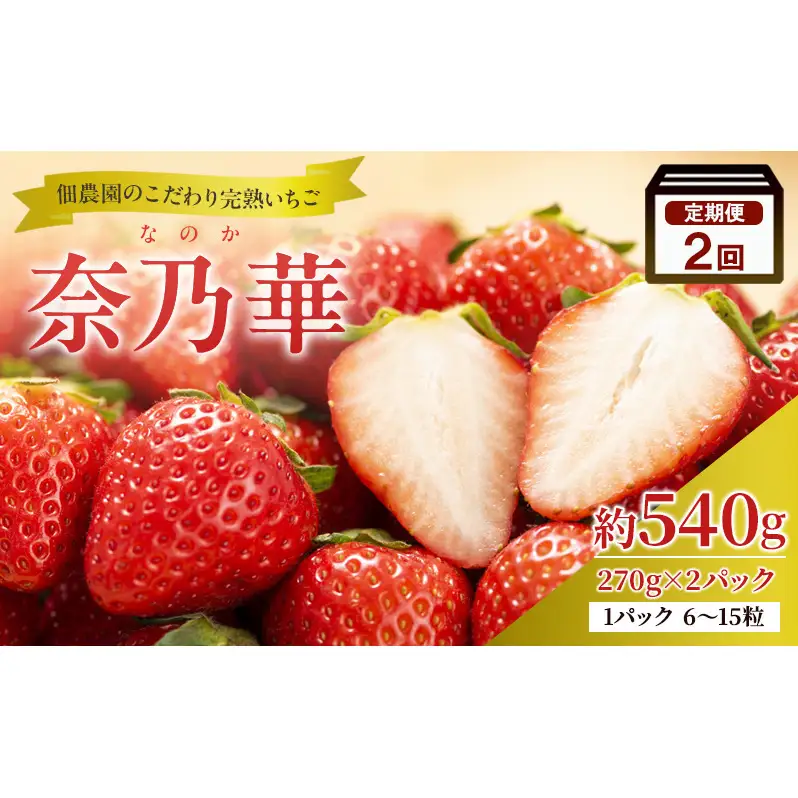 先行予約 【2回定期便】いちご 完熟 奈乃華 約540g 奈良 ブランド イチゴ フルーツ なのか BN001