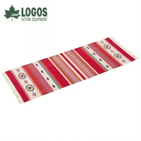 LOGOS コットンラグ (240×90cm)レッド 雰囲気あるアウトドアシーンに 71809756【1689206】