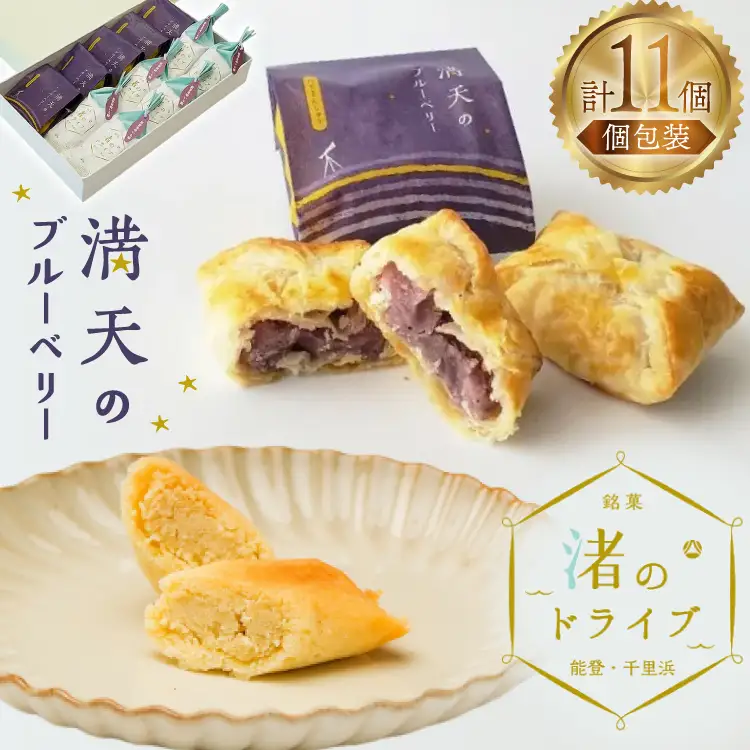 お菓子 個包装 渚のドライブ 6個 満天のブルーベリー 5個 計11個 [谷口製菓 石川県 宝達志水町 38601293] 