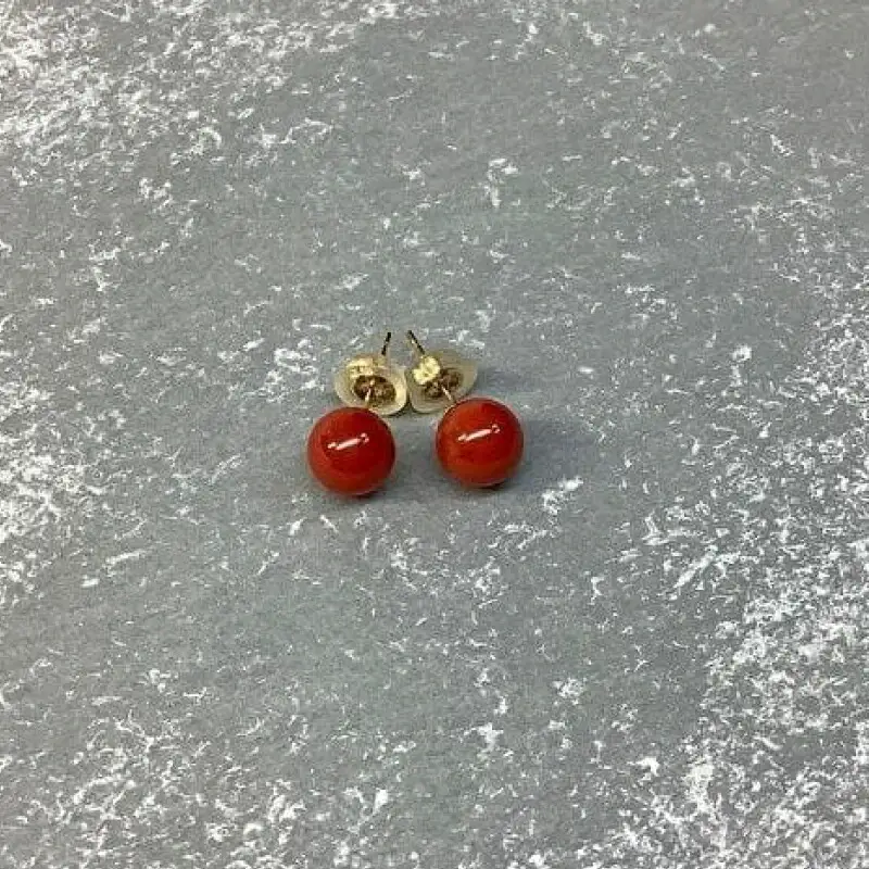 【珊瑚】ピアス 赤玉珊瑚 K18G