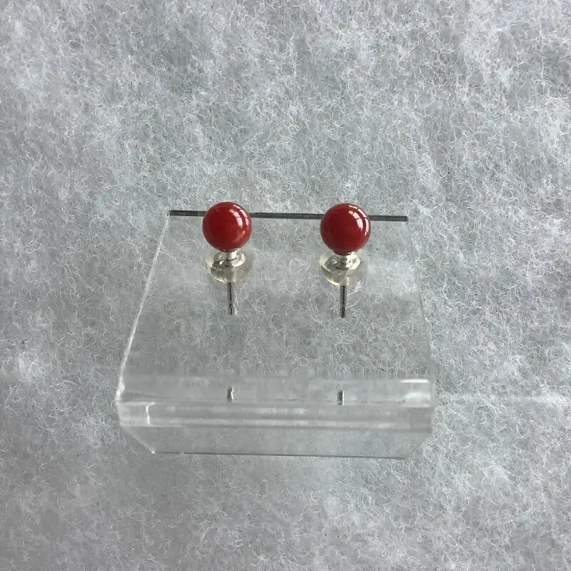 【サンゴ】ピアス 血赤サンゴ K18WG