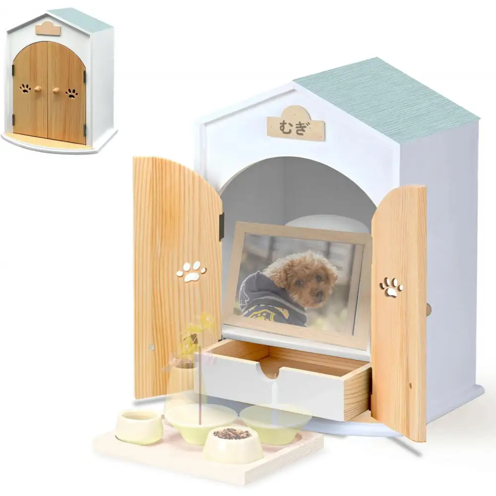 ペット用仏壇 AngelHouse天使のおうち型仏壇　ブルーグリーン