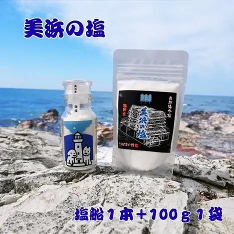 海塩 1本 美浜の塩 ＋ 美浜の塩 100g×1袋 ｜ 天然塩 塩 食塩 卓上塩 しお ソルト愛知県 美浜町 食と健康の館 ※北海道・沖縄・離島への配送不可
