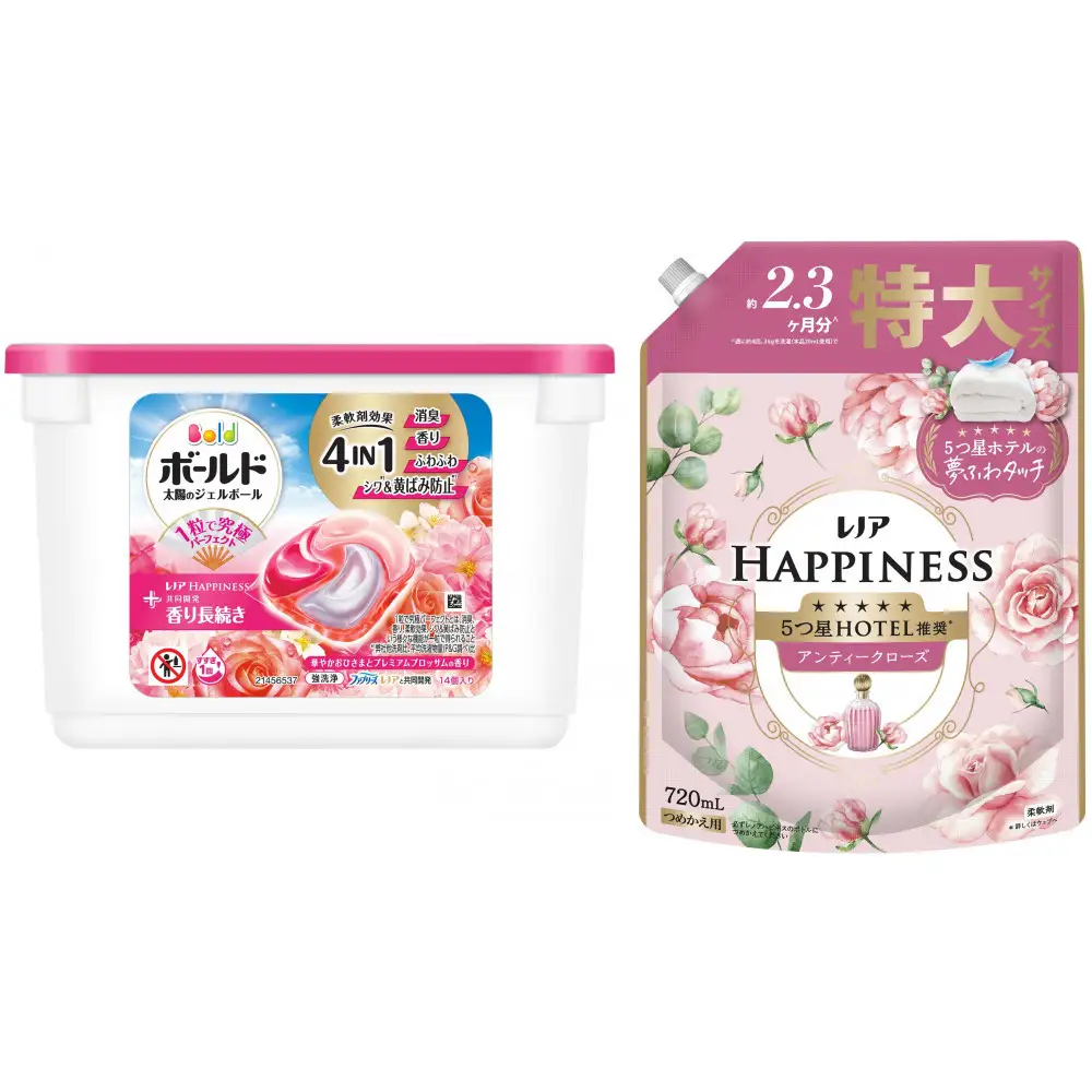 ボールド ジェルボール ４D華やかおひさまとプレミアムブロッサムの香り 本体＆ レノアハピネスローズつめかえ用