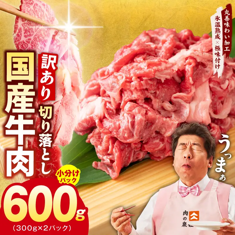 国産牛 切り落とし 600g 小分け 300g×2P