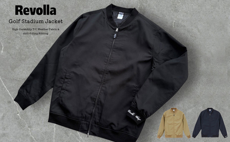 【ブラック】 Revolla ゴルフスタジアムジャケット 高耐久T/Cウェザー＆毛玉レスリブ仕様 5サイズ 3色 選べる S M L XL XXL