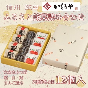 ふるさと 銘菓 詰め合わせ （ 12個入 ）| 菓子 和菓子 職人 老舗 詰め合わせ セット 栗 りんご きんつば 和 スイーツ デザート 手土産 長野県 飯田市