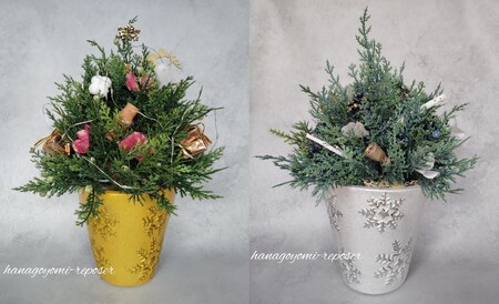 Xmas　高級感のある花器付きクリスマスツリー（036_5037）