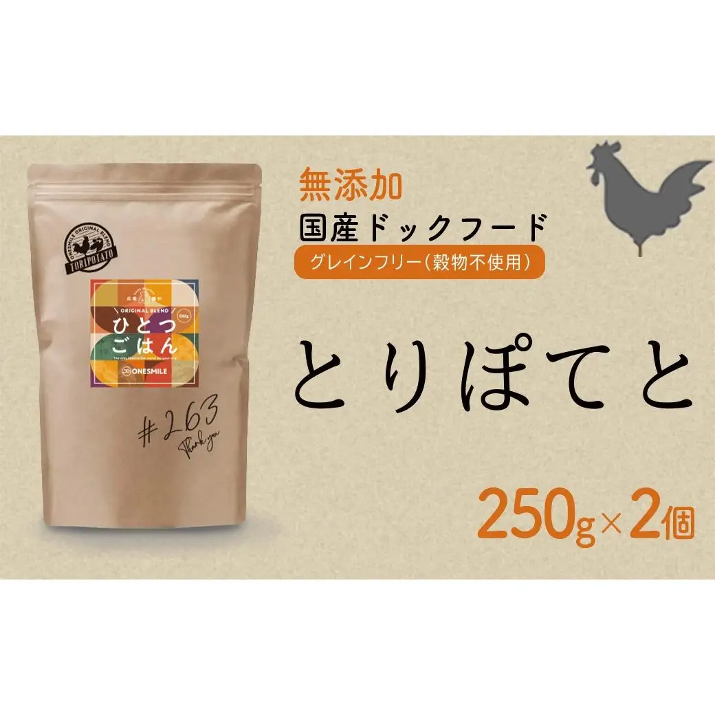 愛犬ごはん【ひとつごはん】とりぽてと500g 250g×2 無添加 厳選素材 鶏肉 ドッグフード