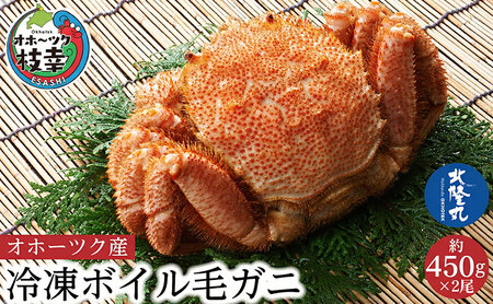 オホーツク産 北隆丸 冷凍ボイル 毛ガニ 約450g×2尾【 カニ かに 蟹 毛ガニ 毛蟹 冷凍 魚貝 魚介 海鮮 北海道 オホーツク 枝幸 】