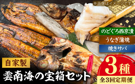 【全3回定期便】雲南の海の宝箱セット（鰻のかば焼き・焼きサバ・のどぐろ西京漬け）[AIEH010]