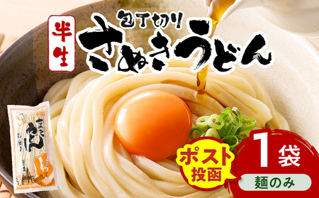 【ゆうパケット】包丁切りさぬきうどん 半生 300g（麺のみ）| うどん つゆなし 麺のみ おすすめ 人気 名物 料理 讃岐うどん グルメ うどんセット うどん香川 ギフト 小分け 讃岐 アレンジ 香川県 三木町 |_ mk041-015-03