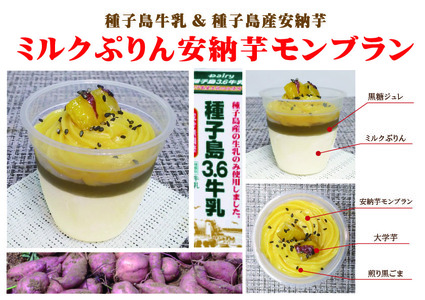 ミルクぷりん 安納芋 モンブラン  ＋ 冷やし大学芋 　NFN637 【250pt】 // 安納芋 きび糖 黒糖  種子島産生乳のみ 