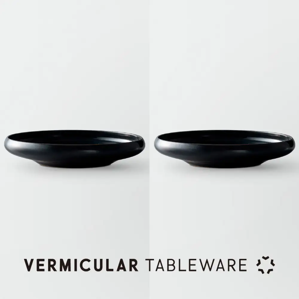 Tableware Shallow Bowl Curveペアセット21cm 藍墨