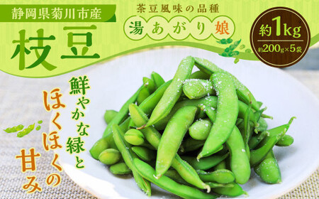 枝豆 湯あがり娘 約1kg （約200g×5袋） 【2026年6月下旬～7月下旬まで順次発送予定】｜ 野菜 豆 えだまめ おつまみ おやつ 旬 旬の野菜 旬の食材 国産 小分け 個包装 静岡 静岡県産 静岡県 菊川市