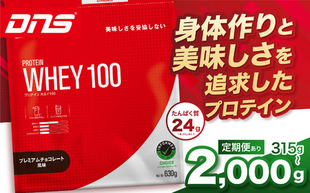 【定期便12回】DNS プロテインホエイ 100 プレミアムチョコレート 風味 2000g