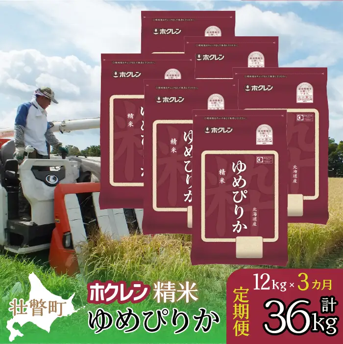 【令和7年産米】【3ヶ月定期配送】（精米12kg）ホクレンゆめぴりか（2kg×6袋） SBTD169