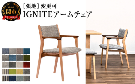 IGNITE アームチェア JIG-3242X オーク+ウォルナットPNO+W／エディ#5RR 張地変更可