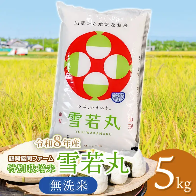 【令和8年産先行予約】 特別栽培米 雪若丸　無洗米 5kg　(5kg×1袋)　山形県鶴岡産　鶴岡協同ファーム