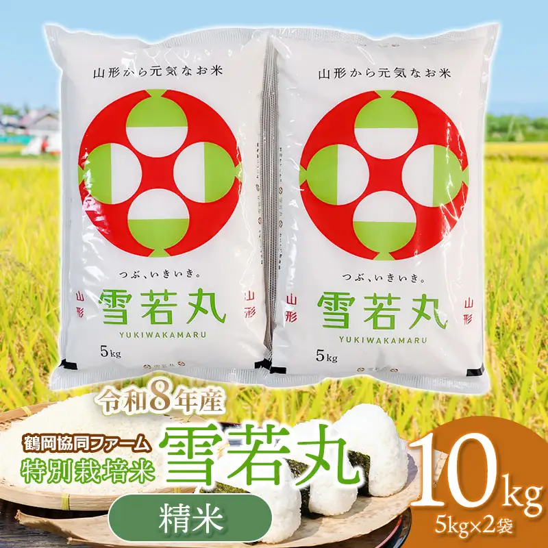 【令和8年産先行予約】 特別栽培米雪若丸 10kg (5kg×2袋) 山形県鶴岡産　鶴岡協同ファーム