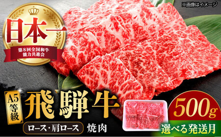 【6月発送】飛騨牛 焼肉用 ロース・肩ロース 500g A5等級 [TAZ030-6]