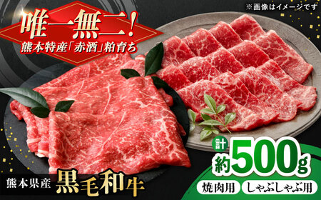 熊本県産 『原田畜産』 黒毛和牛 スライス 2種食べ比べ 計約500g（焼き肉用約300g・しゃぶしゃぶ用約200g） 牛肉 牛 【有限会社 九州食肉産業】[AYCN146]