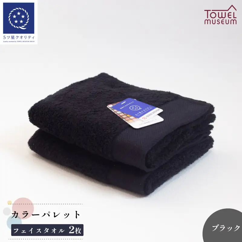 カラーパレット フェイスタオル2枚セット（ブラック） タオル美術館