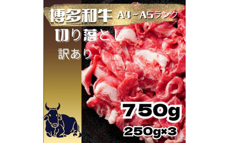 【訳あり】【A4～A5ランク】博多和牛 切り落とし 750g（250g×3個） 広川町 / 株式会社木村食品[AFCG051]