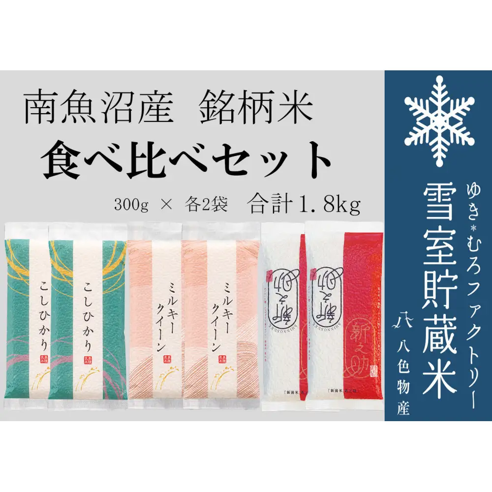 雪室貯蔵米 コシヒカリ、ミルキークィーン、新之助 食べ比べ【銘柄米 ブランド米 精米 ミルキークイーン 新之助 こしひかり コシヒカリ 魚沼産 新潟米 新潟県産 産地直送 ご飯 御飯 ごはん お米 米 こめ コメ】