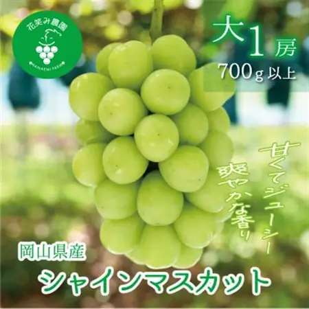 岡山　花笑み農園の『シャインマスカット』700g以上(大1房)S-大1【配送不可地域：離島】【1695384】
