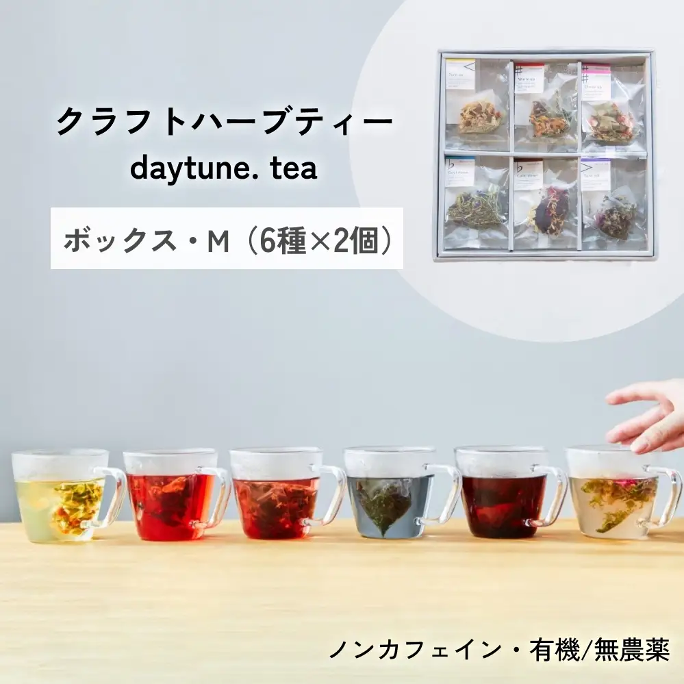 クラフト ハーブティー daytune. tea ボックス・M （6種類×2個） 【 ノンカフェイン 有機 無農薬 】 ティーバッグ 個包装入り ティー 紅茶