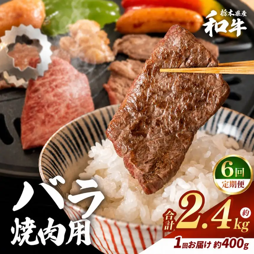 【定期便6回】栃木県産和牛 バラ焼き肉 約400g