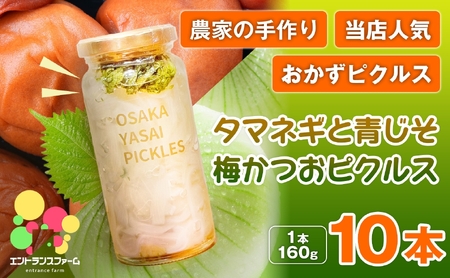 ＜農家の手作り 当店人気おかずピクルス！＞タマネギと青じそ梅かつおピクルス(10本) 常温 常温保存 酢漬け 漬物 おかず サイドディッシュ ヘルシー カラフル おつまみ ギフト 贈答用 【m104-02-E】【エントランスファーム】