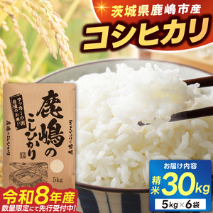 ★令和8年産 先行予約★ 数量限定 米 精米 白米 30kg「こしひかり」先行予約 鹿嶋市産【令和8年産 コシヒカリ 30キロ お米 コメ ごはん ライス ブランド米 茨城県 鹿嶋市】(KEJ-9)
