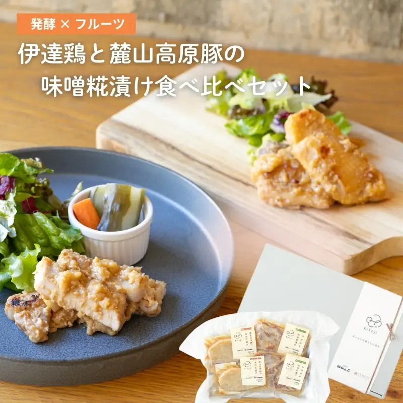 No.3231 伊達鶏と麓山高原豚の味噌糀漬け食べ比べセット（各2枚・合計4枚）