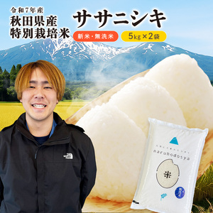 【令和7年産】栽培期間中 農薬・化学肥料不使用 【無洗米】特別栽培米ササニシキ5kg×2