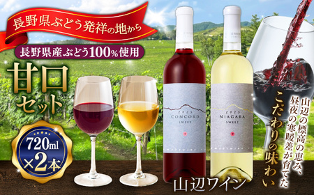 【甘口セット】山辺ワインセット720ml×2本(コンコード×ナイヤガラ)