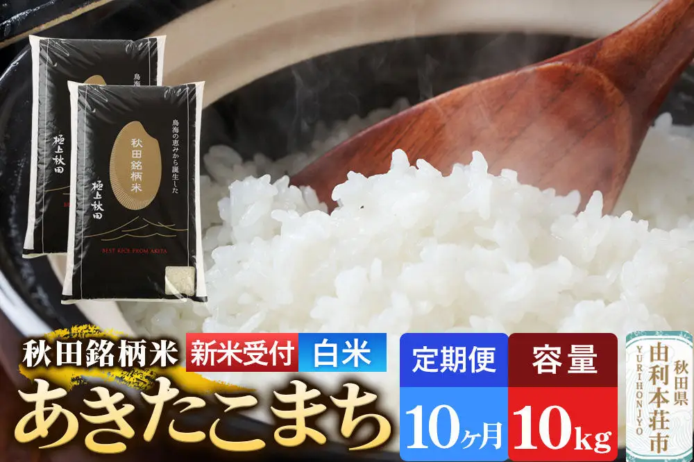 《令和8年産 新米受付》《定期便10ヶ月》【白米】極上秋田銘柄米 あきたこまち 10kg（5kg×2袋）