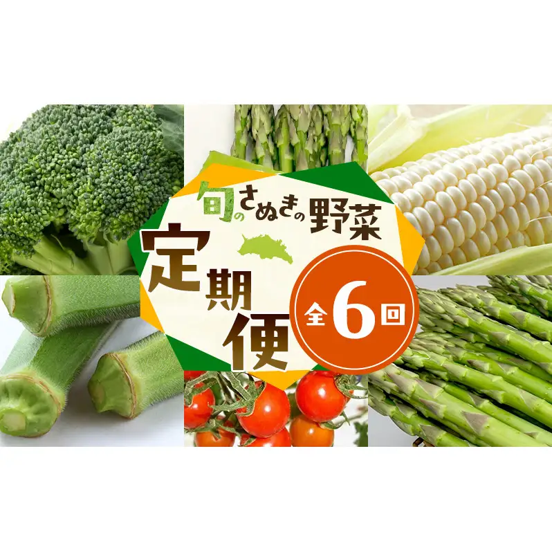 旬のさぬきの野菜定期便（6回）　野菜 定期便 旬 新鮮 食べごろ 季節 ブロッコリー アスパラ ホワイトコーン オクラ ミニトマト 香川県 東かがわ市