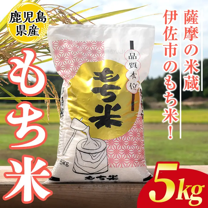 isa809 鹿児島県産もち米(5kg) 国産 鹿児島県 餅米 お米 おはぎ 赤飯 おこわ 伊佐米 【赤崎農園】