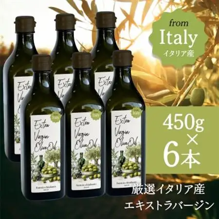 厳選イタリア産エキストラバージンオリーブオイル450g×6本【1701289】