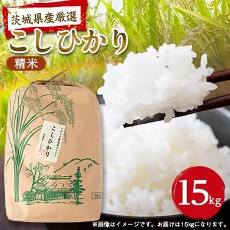 筑波山麓産米を中心に厳選した【茨城県産こしひかり】白米15kg 令和7年産【配送不可地域：離島・沖縄県】【1701336】